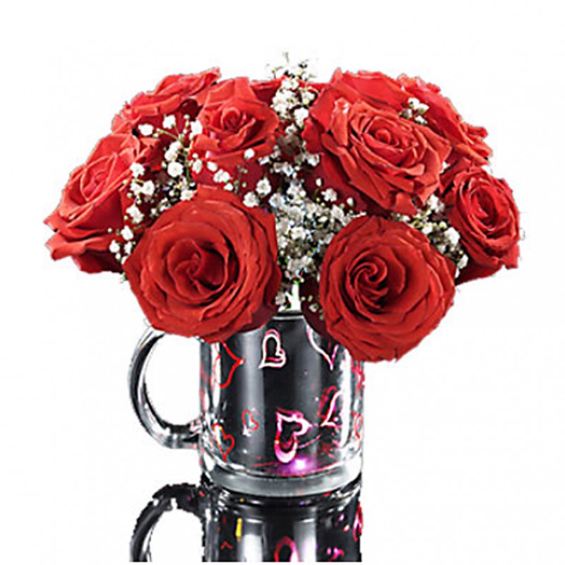 Light Up Kisses Mug with Red Roses a5027